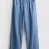 Pamuklu denim geniş paça eşofman altı Pamuklu denim geniş paça eşofman altı