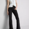 Pamuklu denim geniş paça orta bel jean Pamuklu denim geniş paça orta bel jean