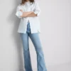 Pamuklu denim geniş paça orta bel jean Pamuklu denim geniş paça orta bel jean