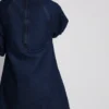 Pamuklu denim kabarık kollu mini elbise Pamuklu denim kabarık kollu mini elbise