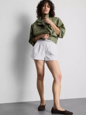 Pamuklu denim koşu şortu