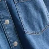 Pamuklu denim kısa kesim kutu kesim gömlek Pamuklu denim kısa kesim kutu kesim gömlek