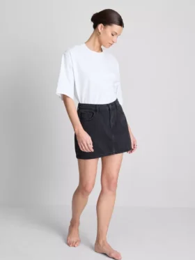 Pamuklu denim mini etek