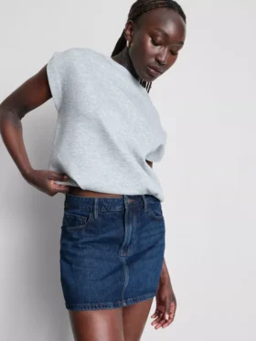 Pamuklu denim mini etek