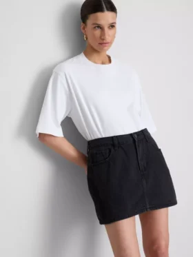 Pamuklu denim mini etek