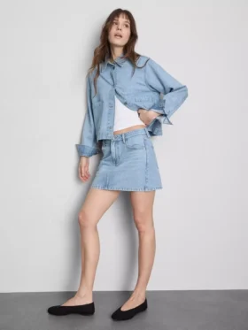 Pamuklu denim mini etek