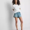 Pamuklu denim mini şort Pamuklu denim mini şort