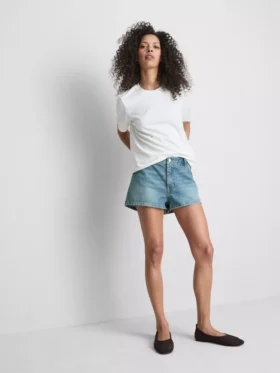 Pamuklu denim mini şort