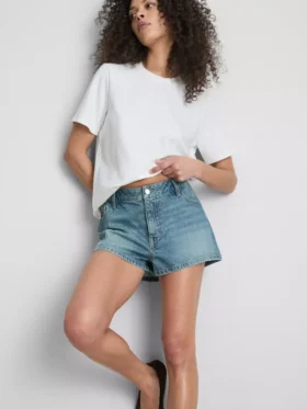 Pamuklu denim mini şort