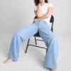 Pamuklu denim orta bel geniş paça jean Pamuklu denim orta bel geniş paça jean