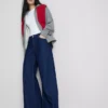Pamuklu denim orta bel geniş paça jean Pamuklu denim orta bel geniş paça jean