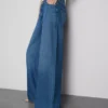 Pamuklu denim orta bel geniş paça jean Pamuklu denim orta bel geniş paça jean