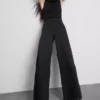 Pamuklu denim orta bel geniş paça jean Pamuklu denim orta bel geniş paça jean