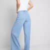 Pamuklu denim orta bel geniş paça jean Pamuklu denim orta bel geniş paça jean