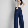 Pamuklu denim orta bel geniş paça jean Pamuklu denim orta bel geniş paça jean