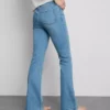 Pamuklu denim orta bel geniş paça Jean Pamuklu denim orta bel geniş paça Jean