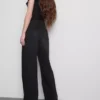 Pamuklu denim orta bel geniş paça jean Pamuklu denim orta bel geniş paça jean