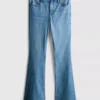 Pamuklu denim orta bel geniş paça Jean Pamuklu denim orta bel geniş paça Jean