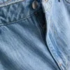 Pamuklu denim orta bel geniş paça jean Pamuklu denim orta bel geniş paça jean