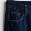 Pamuklu denim orta bel geniş paça jean Pamuklu denim orta bel geniş paça jean