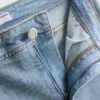Pamuklu denim orta bel geniş paça Jean Pamuklu denim orta bel geniş paça Jean