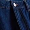 Pamuklu denim orta bel geniş paça jean Pamuklu denim orta bel geniş paça jean