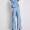 Pamuklu denim pileli geniş paça Jean Pamuklu denim pileli geniş paça Jean