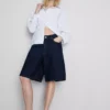 Pamuklu denim uzun bermuda şort Pamuklu denim uzun bermuda şort