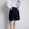 Pamuklu denim uzun bermuda şort Pamuklu denim uzun bermuda şort