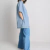 Pamuklu denim yakalı mini düz kesim elbise Pamuklu denim yakalı mini düz kesim elbise