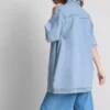 Pamuklu denim yakalı mini düz kesim elbise Pamuklu denim yakalı mini düz kesim elbise