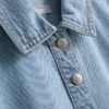Pamuklu denim yakalı mini düz kesim elbise Pamuklu denim yakalı mini düz kesim elbise