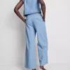 Pamuklu denim, yan bağcıklı tişört Pamuklu denim, yan bağcıklı tişört