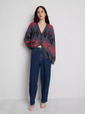 Pamuklu denim yüksek bel dar paça jean