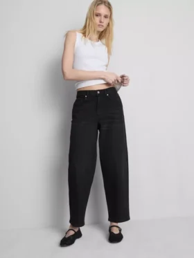 Pamuklu denim yüksek bel dar paça jean