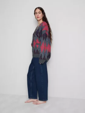Pamuklu denim yüksek bel dar paça jean
