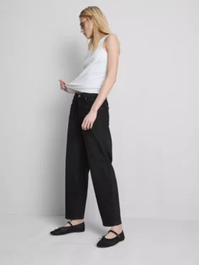 Pamuklu denim yüksek bel dar paça jean