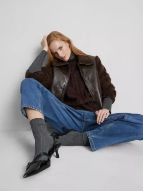 Pamuklu denim yüksek bel dar paça jean