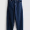 Pamuklu denim yüksek bel dar paça jean Pamuklu denim yüksek bel dar paça jean
