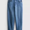 Pamuklu denim yüksek bel dar paça jean Pamuklu denim yüksek bel dar paça jean