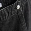Pamuklu denim yüksek bel etek-şort Pamuklu denim yüksek bel etek-şort