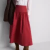 Pamuklu düşük bel poplin midi etek Pamuklu düşük bel poplin midi etek