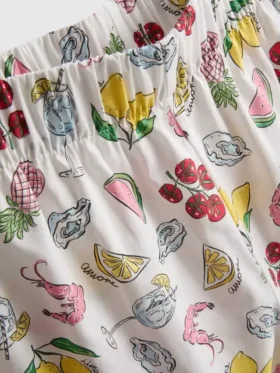 Pamuklu dokuma pijama şortu