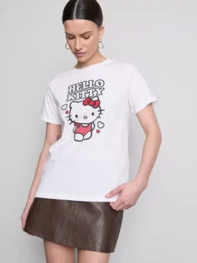 Pamuklu Hello Kitty desenli tişört