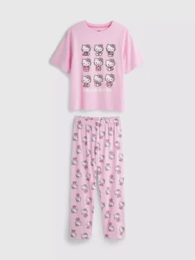 Pamuklu Hello Kitty karakterli pijamalar