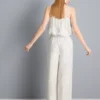 Pamuklu işlemeli geniş paça pantolon Pamuklu işlemeli geniş paça pantolon