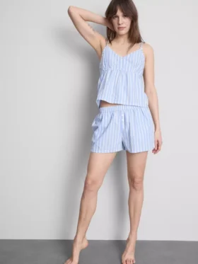Pamuklu çizgili cami pijama üstü Pamuklu çizgili cami pijama üstü