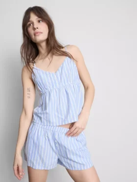 Pamuklu çizgili cami pijama üstü Pamuklu çizgili cami pijama üstü