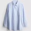 Pamuklu çizgili oxford pijama gömleği Pamuklu çizgili oxford pijama gömleği