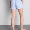 Pamuklu çizgili oxford pijama şortu Pamuklu çizgili oxford pijama şortu